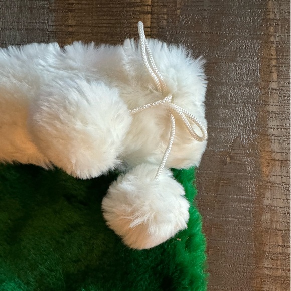 Furry Green Christmas Stocking with Bow and Balls - Picture 3 of 4